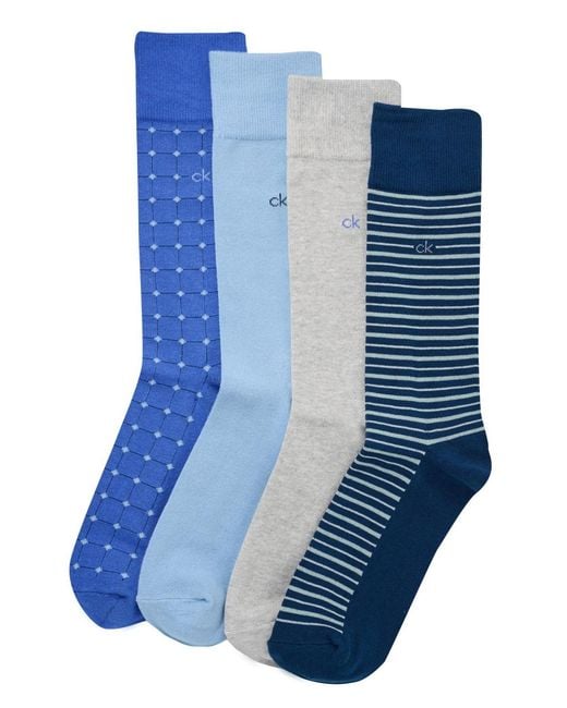 Calvin Klein Blue 4-pack Assorted Crew Socks Set for men