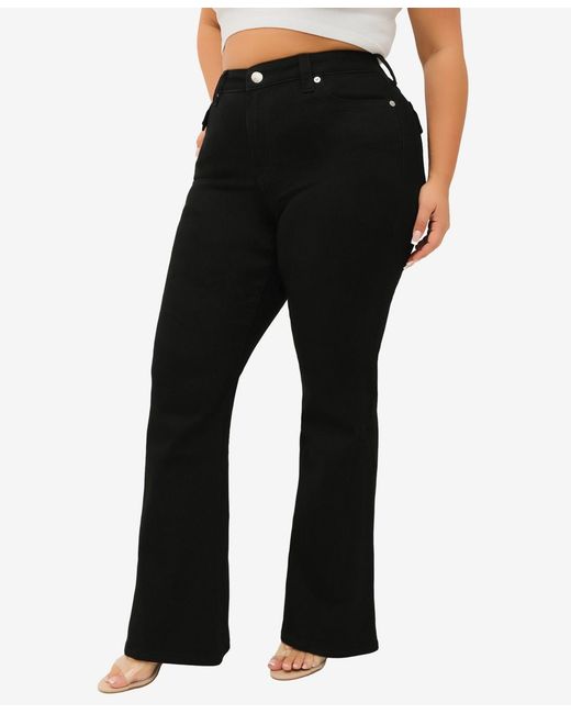 Plus Mid Rise TRUE RELIGION Plus Size Joey Flare Mid Rise Flap Jeans in Black | Lyst
