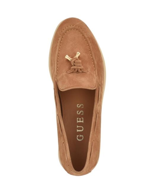 Guess Brown Aryana Interlaced Suede Slip-on Boat Loafers
