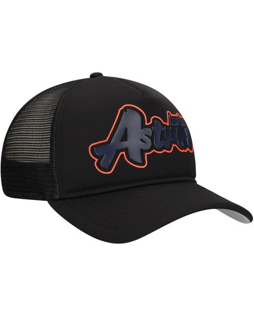 KTZ Black Houston Astros Retro Bold A-frame Trucker 9forty Adjustable Hat for men