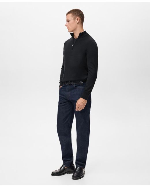 Mango Blue Perkins Neck Wool Sweater for men