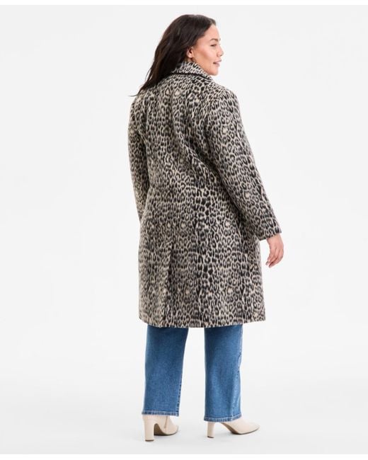 BCBGMAXAZRIA Gray Plus Size Single-breasted Coat