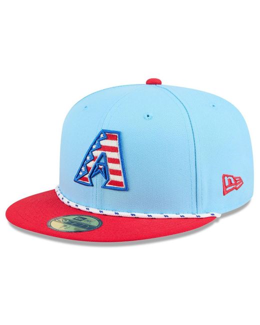 KTZ Light Blue/red Arizona Diamondbacks 2025 Fourth Of July 59fifty Fitted Hat for men