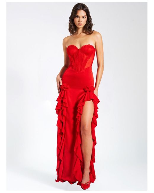 miss circle corset dress Miss Circle Women's Rebeca Satin High Slit Corset Gown main image 1