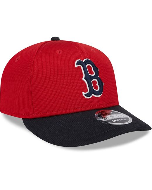 KTZ Red Boston Sox 2024 Batting Practice Low Profile 9fifty Snapback Hat for men