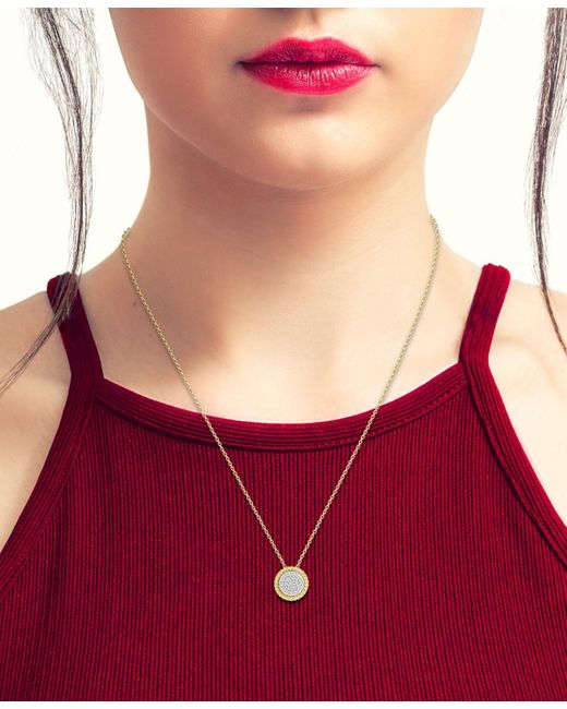 Macy's Metallic Diamond Rope-framed Circle Pendant Necklace (1/4 Ct. T.w.