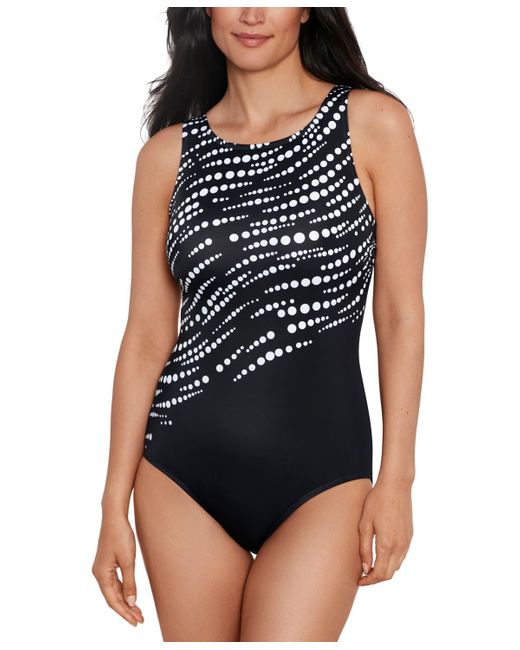 Swim Solutions Blue Shape Solver Sport For Perfect Bubble High-neck Illusion One-piece Swimsuit