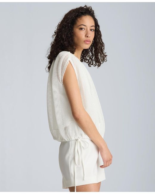 Kenneth Cole White Pull-on Crop Bubble Top