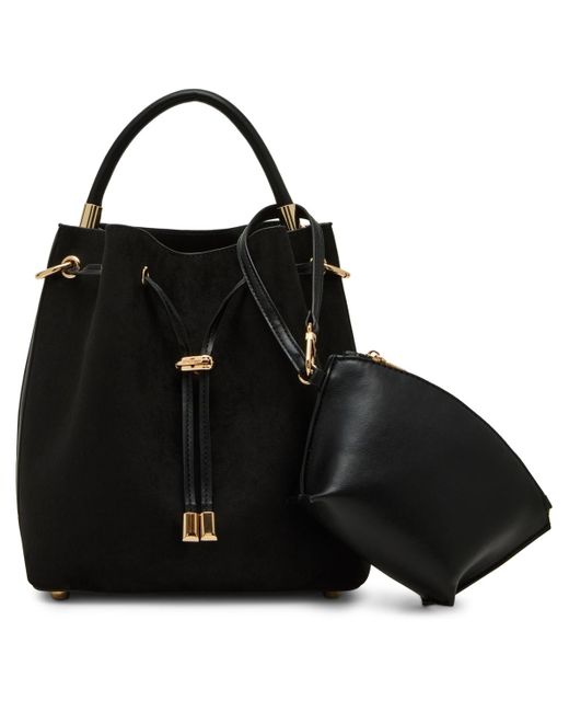 Anne Klein Black Convertible Strap Small Bucket Bag