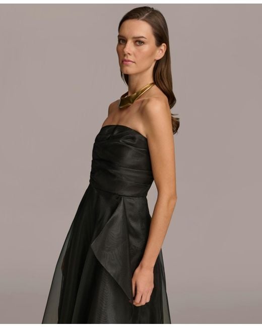 Donna Karan Black Sleeveless Cascade Gown