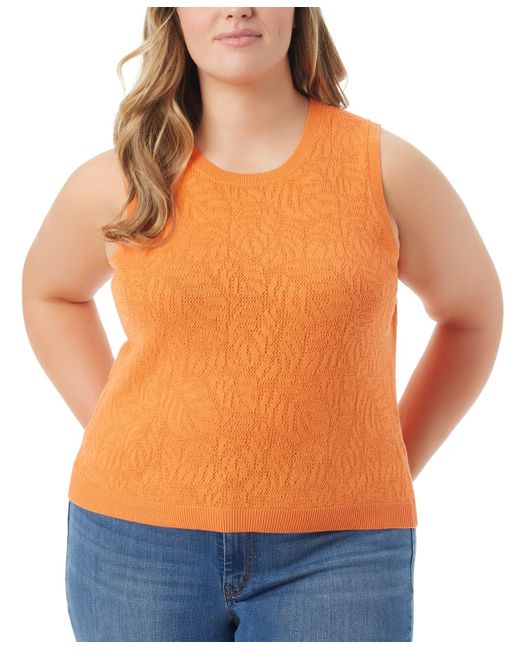 Jessica Simpson Orange Trendy Plus Size Astrid Pointelle Tank Top