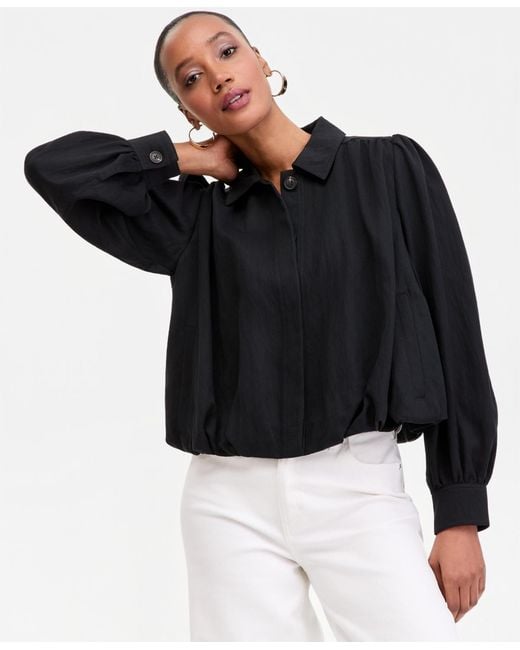 INC International Concepts Black Cropped Bubble Jacket