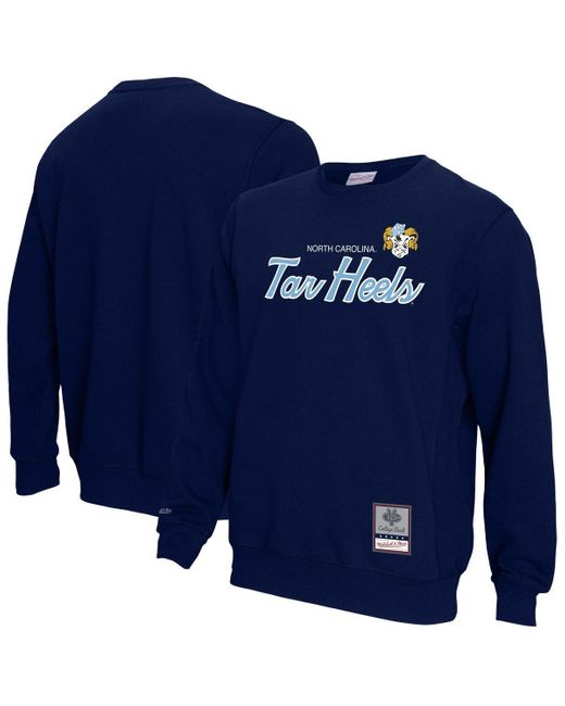 Mitchell & Ness Blue North Carolina Tar Heels Elite Script Pullover Sweatshirt for men