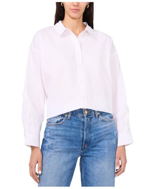 Parker Women's White The Amora Ruffle-trim Button-front Cotton Shirt
