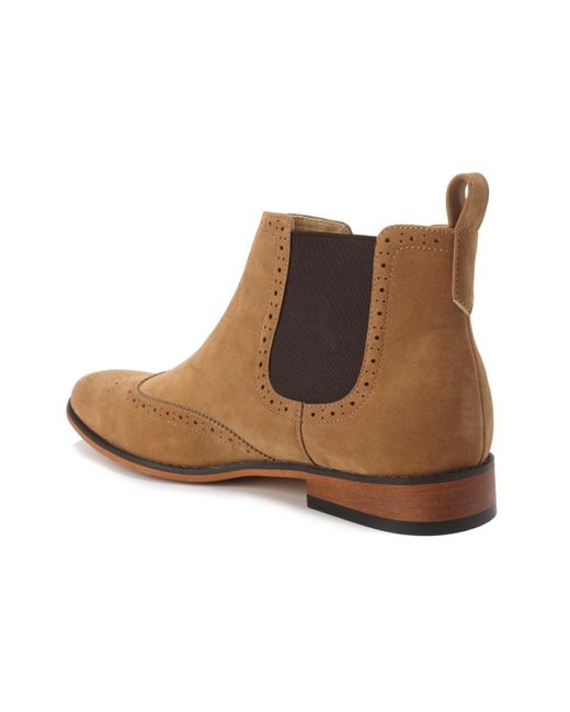 Gino Vitale Brown Slip On Wing Tip Chelsea Boots for men