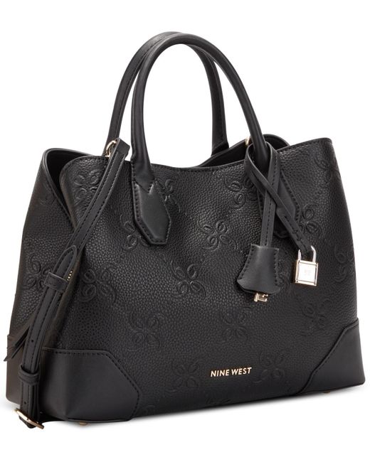 Nine West Brooklyn Jet Set Small Satchel in Black | Lyst