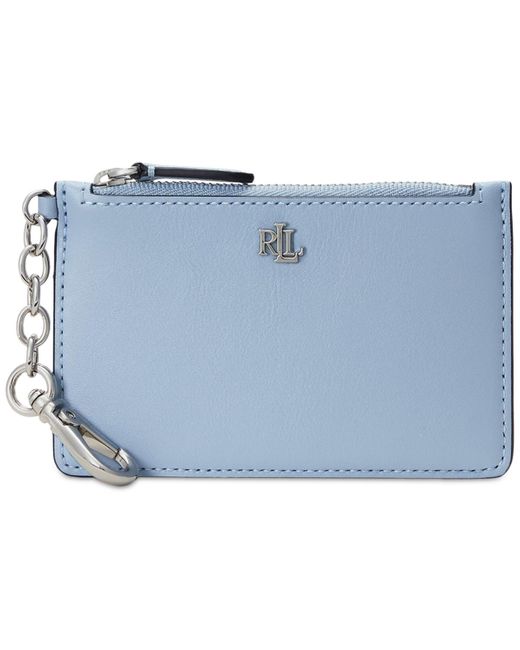 Lauren by Ralph Lauren Blue Leather Zip Card Case