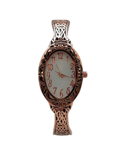Olivia Pratt Brown Oval Face Elegant Textured Bangle Watch