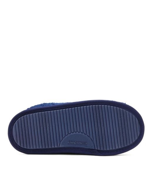 Dearfoams Blue Christmas Tree Teddy Scuff Slipper