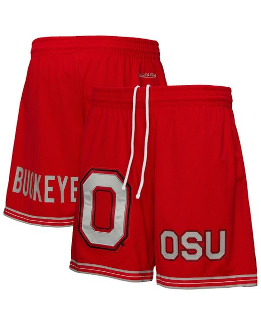 Mitchell & Ness Red Â Ohio State Buckeyes Team Origins Mesh Shorts for men