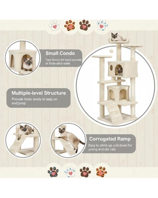 Aronkl Metallic Multi-level Cat Tree Tower