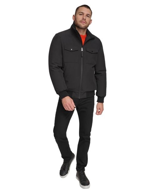 Calvin Klein Black Flex Tech Water-resistant Bomber Jacket for men