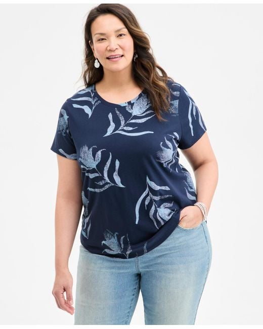 Style & Co. Blue Plus Size Printed Graphic T-shirt