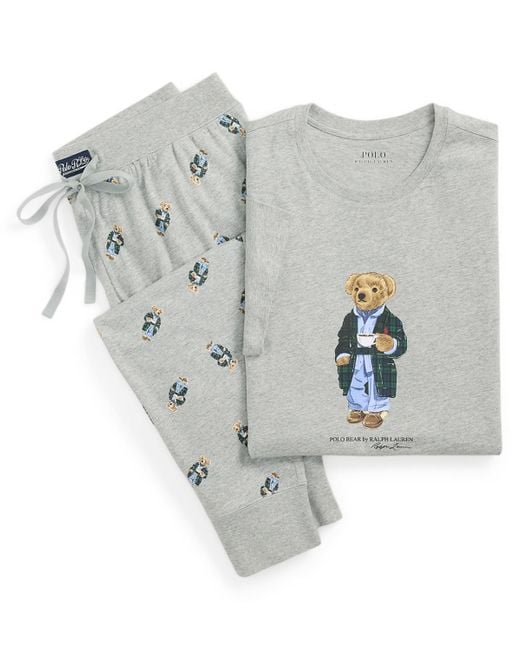 Polo Ralph Lauren Men's Gray Knit Bear Short Sleeve T-shirt And