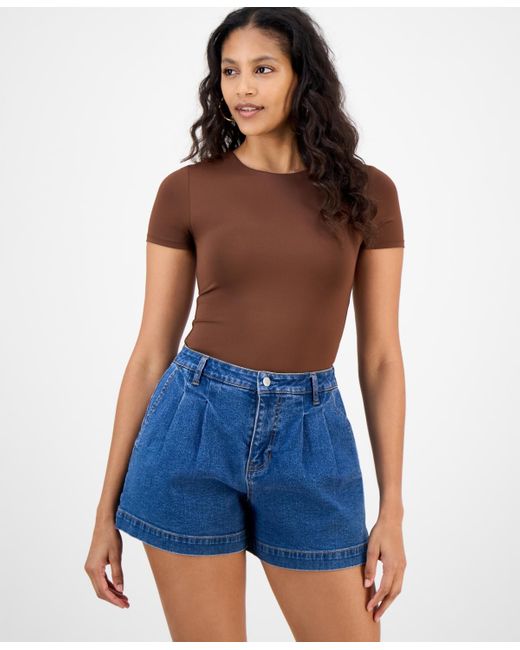 And Now This Blue Double-layered Crewneck Bodysuit