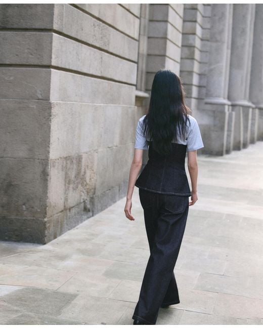Mango Black Strapless Denim Top