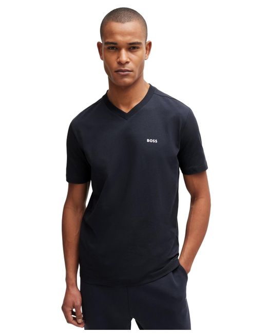 Boss Blue Boss By Contrast Logo Regular-fit T-shirt for men