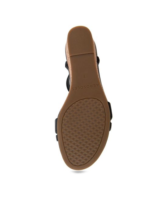 Aerosoles Black Witt Round Toe Wedge Sandals