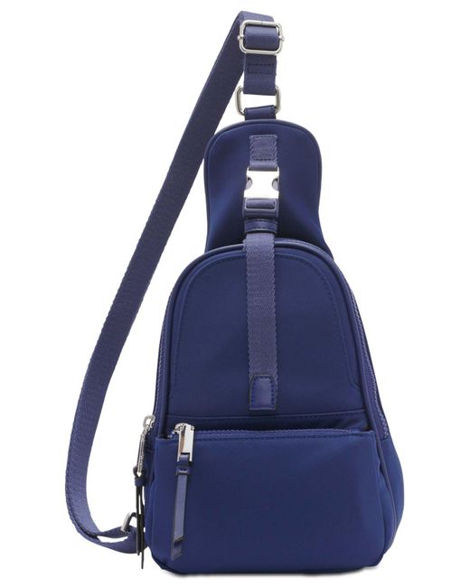 Calvin Klein Blue Shay Nylon Top Buckle Sling Bag