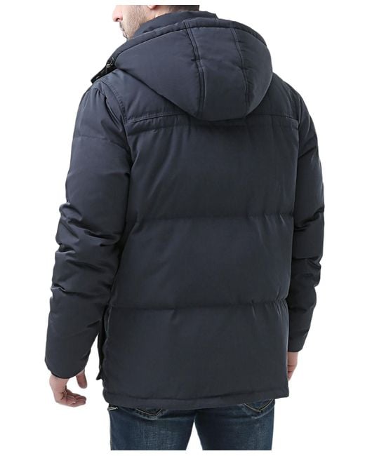 Moderm Blue Men Hooded toggle Down Parka Coat for men