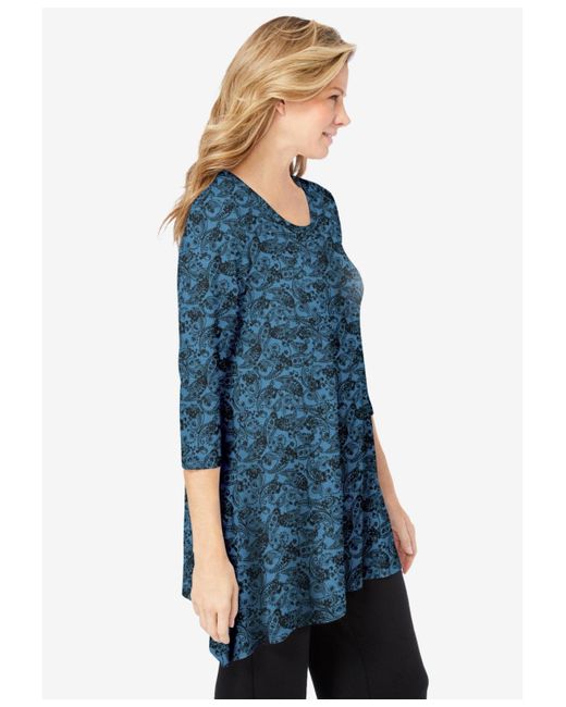 Woman Within Blue Plus Size Swing Hem Tunic