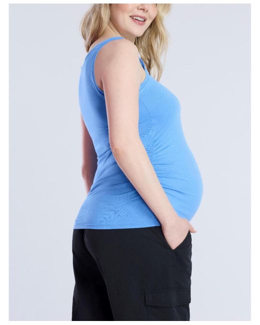 Motherhood Maternity Blue Scoop Neck Side-ruched Maternity Tank Top