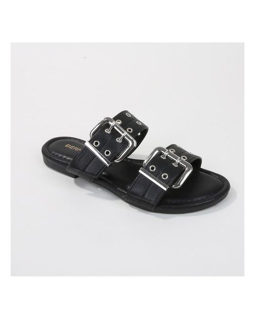 BERNESS Black Kyle Double Strap Slide Sandals