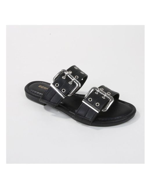 BERNESS Black Kyle Double Strap Slide Sandals