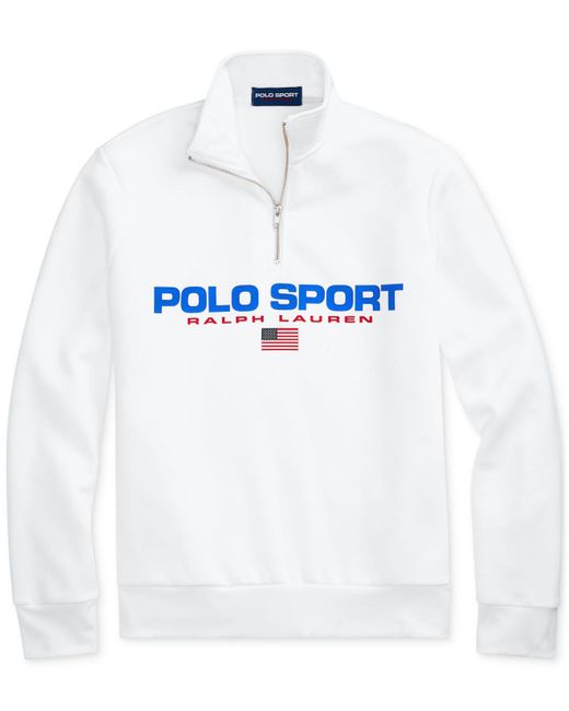 Polo Ralph Lauren Fleece Quarter Zip Sport Sweatshirt in White for Men |  Lyst