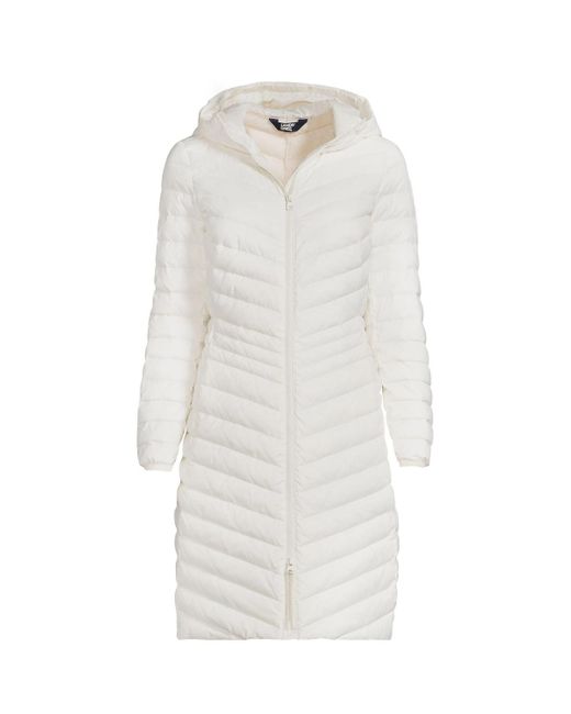 Lands' End Wanderweight Ultralight Packable Down Coat in White Lyst