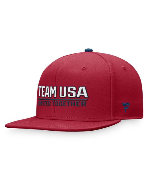 Fanatics Branded Red Team Usa Snapback Hat for men