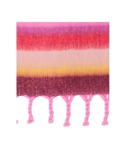 Steve Madden Pink Varsity Striped Fringe Scarf