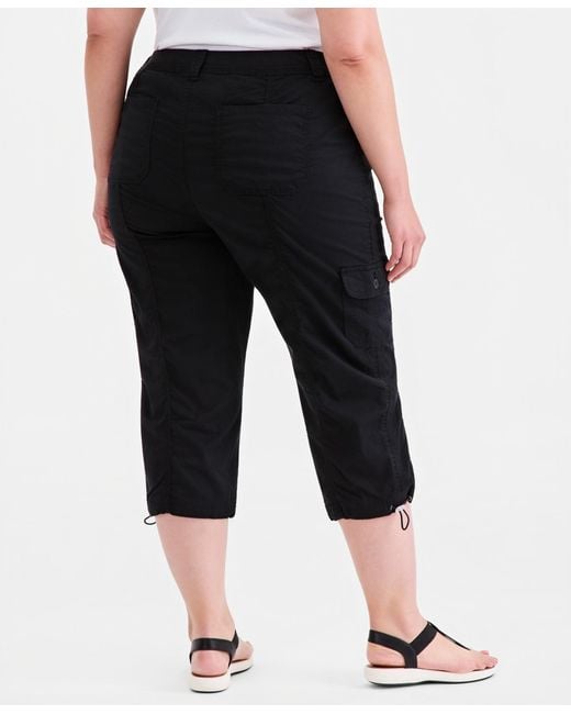 Style & Co. Blue Plus Size Mid-rise Cargo Capri Pants