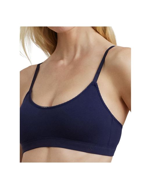 Ralph Lauren Blue Lace-trim Bralette 4l0211