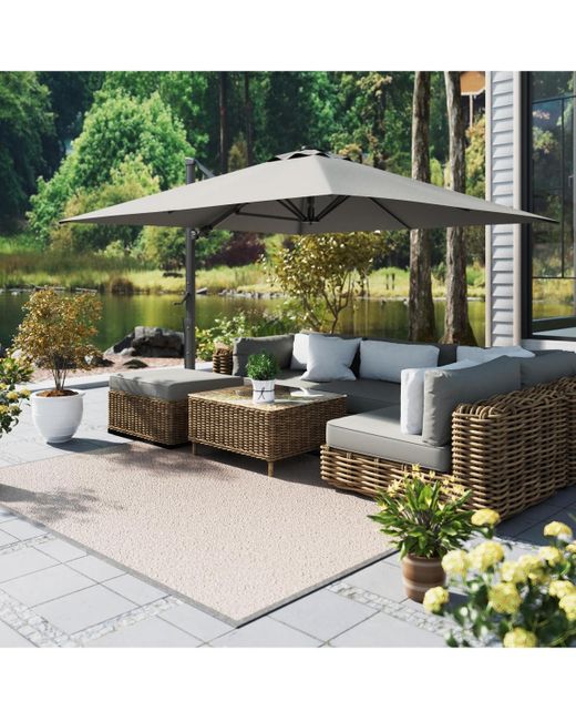 Mondawe Gray 156"w X 120"d Rectangular 360 Degree Rotation Cantilever Umbrella W/ Weight Base Included