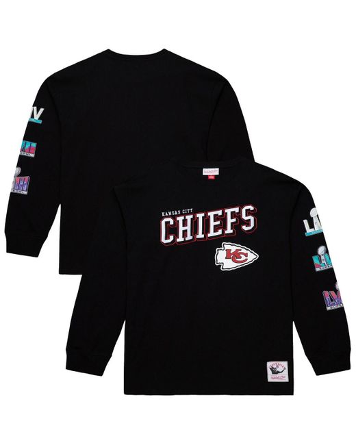 Mitchell & Ness Black Kansas City Chiefs Training Camp Vintage Logos Long Sleeve T-shirt for men