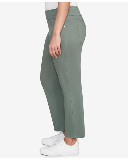 Ruby Rd Green Petite Soft Denim Faux Pocket Pants
