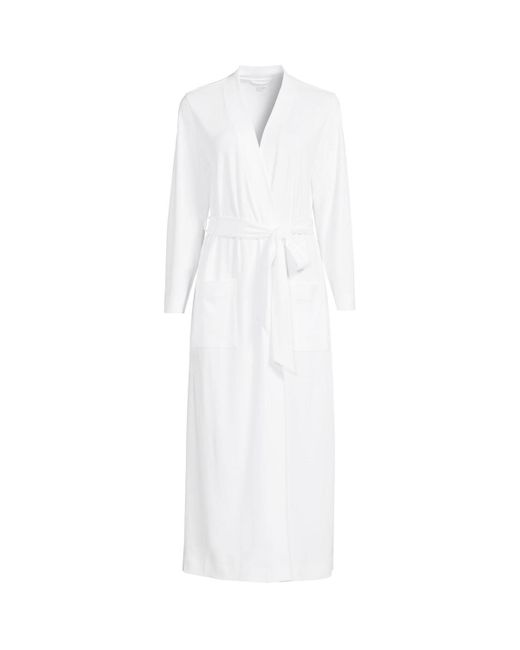 Lands' End White Cotton Long Sleeve Midcalf Robe