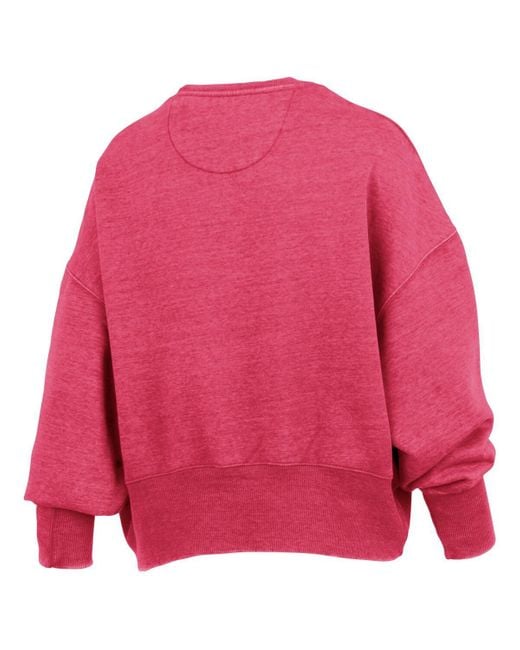 Pressbox Pink Georgia Bulldogs Oversized Waist-length Crewneck Sweatshirt