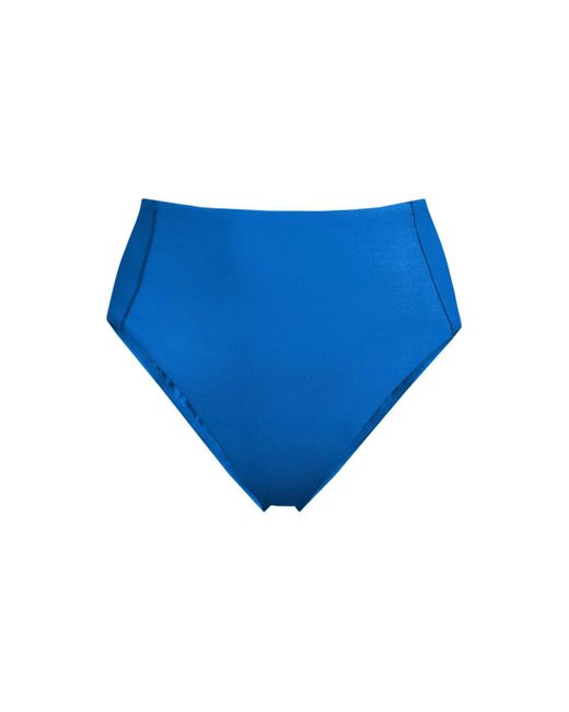 Lands' End Blue Tugless Quickdry High Waisted High Leg Bikini Bottoms